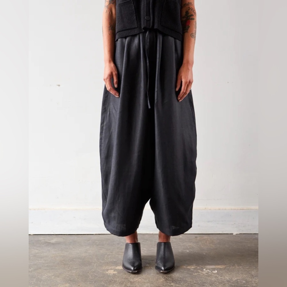 Cordera Linen Maxi Pants, Black